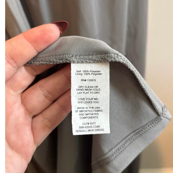 NWT Show Me Your Mumu Kendall Maxi Dress In Soft Charcoal Crisp Size XS - Picture 7 of 9